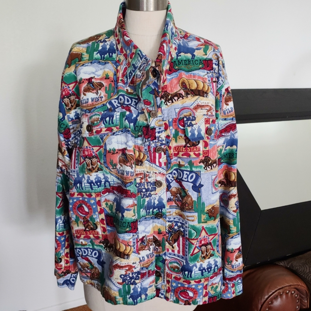 TAKE TWO CLOTHING CO. VINTAGE Artsy Western Rodeo  Shacket